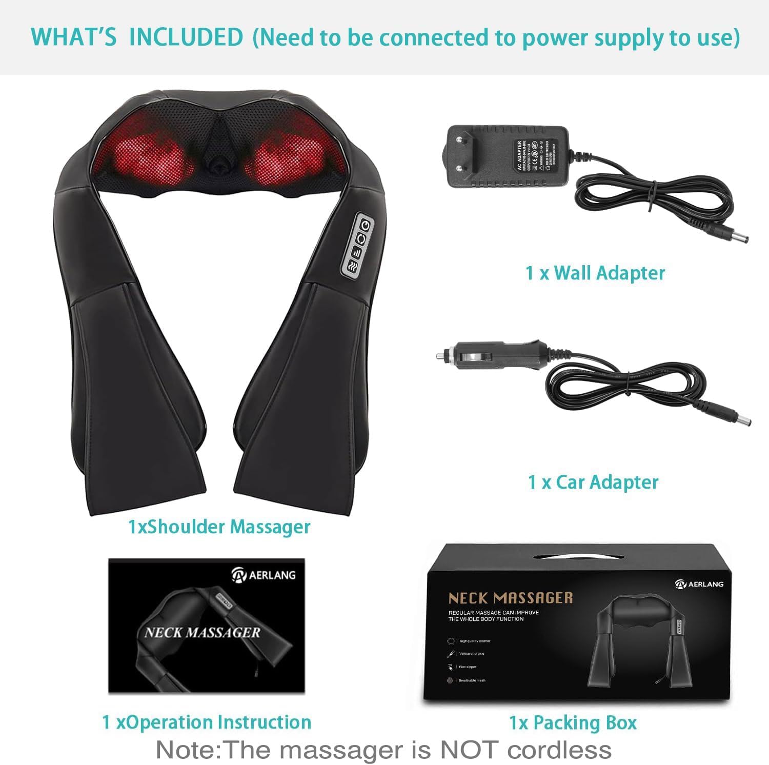 Shiatsu Back and Neck Massager Pillow with Heat