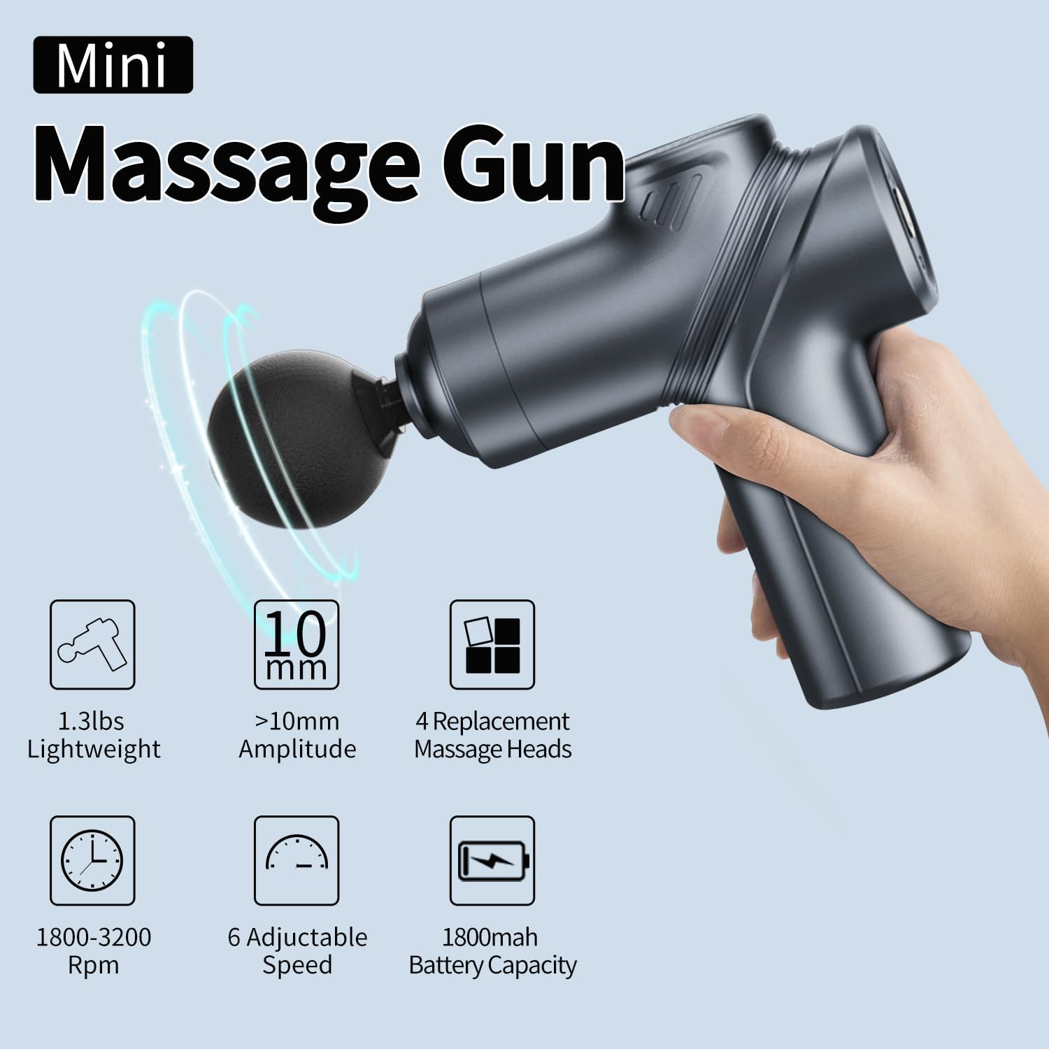 Deep Tissue Massage Gun – Portable with 4 Heads