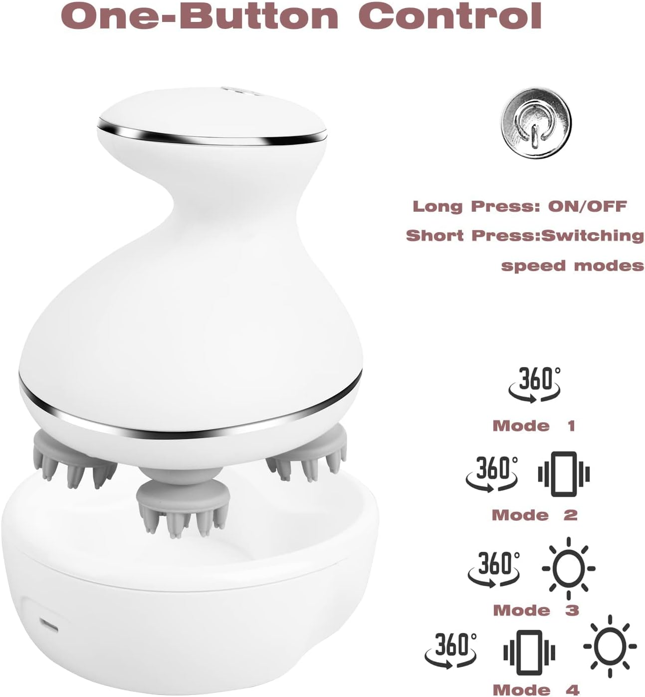 Electric Scalp Massager – Red Light Care & 4 Massage Modes