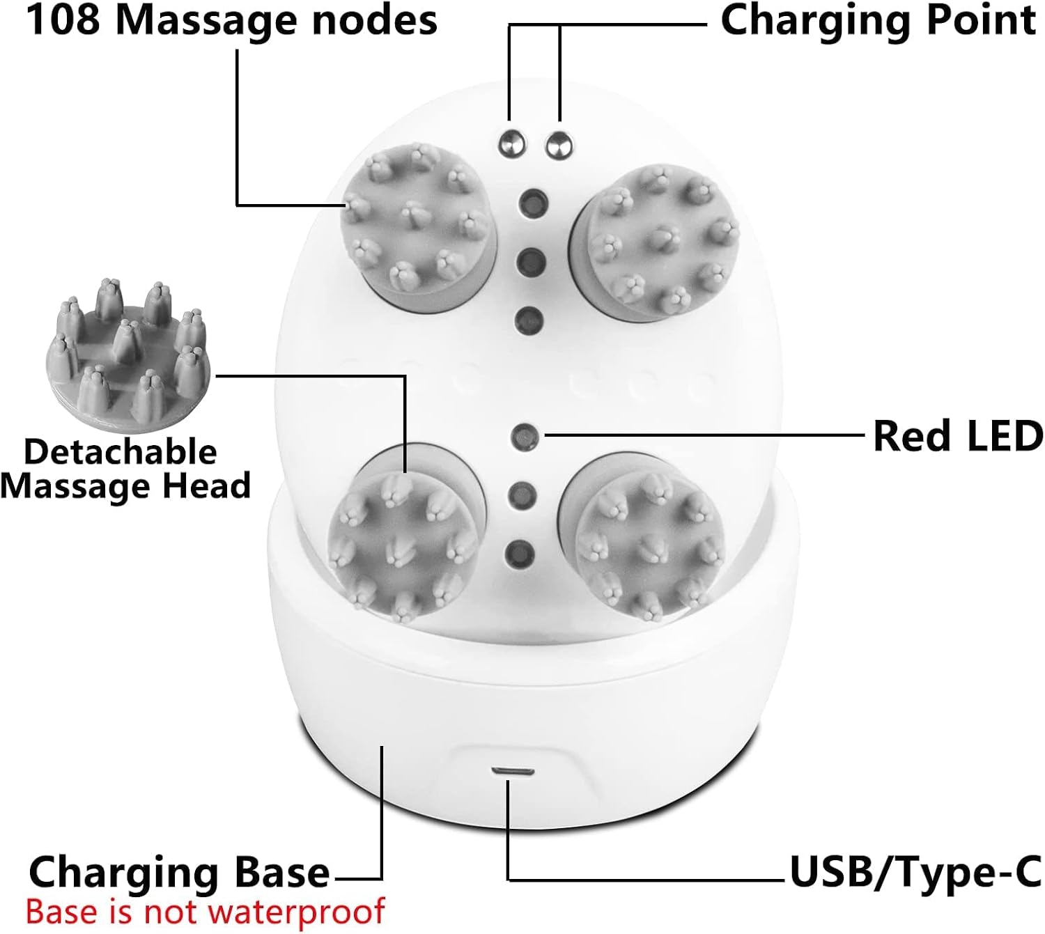 Electric Scalp Massager – Red Light Care & 4 Massage Modes