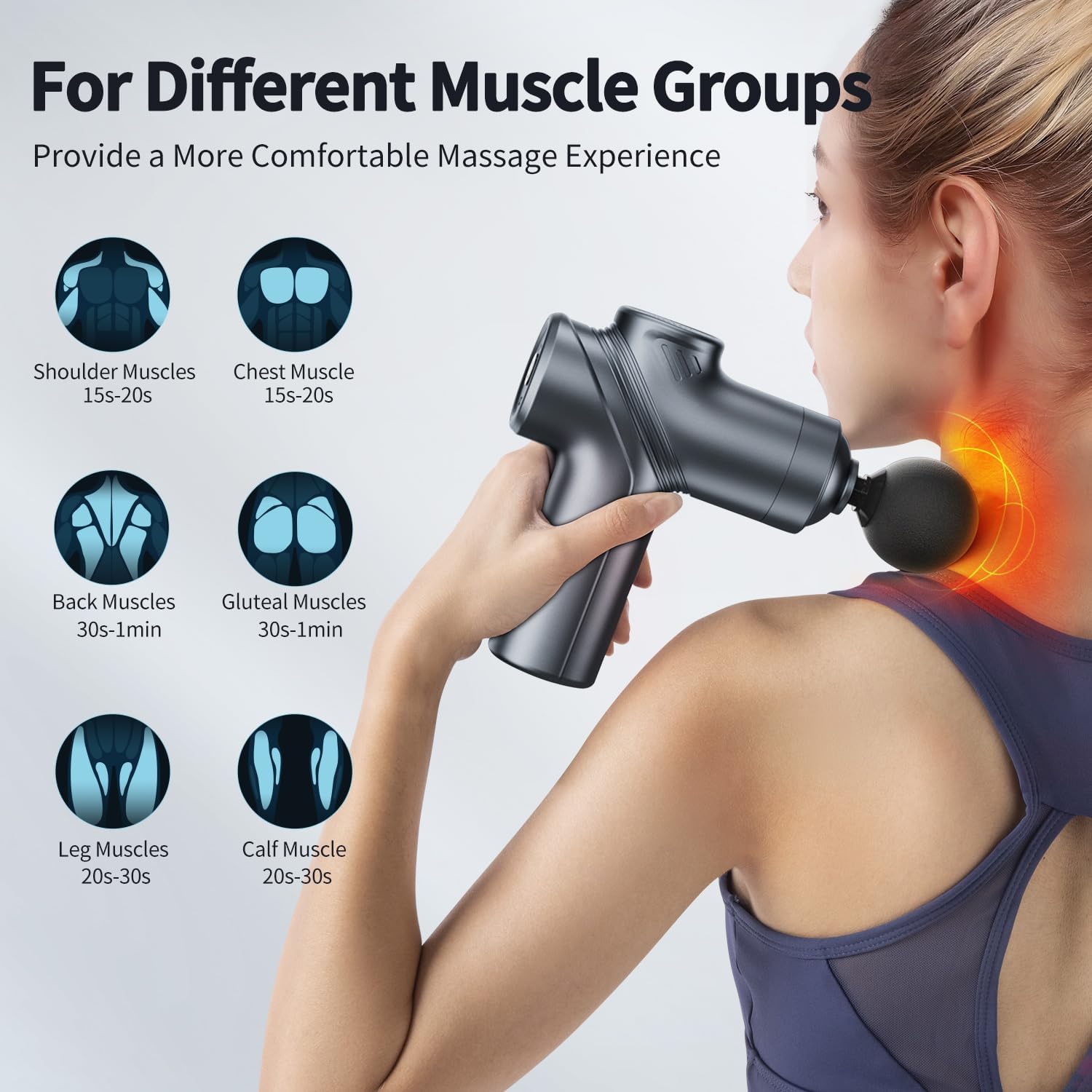 Deep Tissue Massage Gun – Portable with 4 Heads
