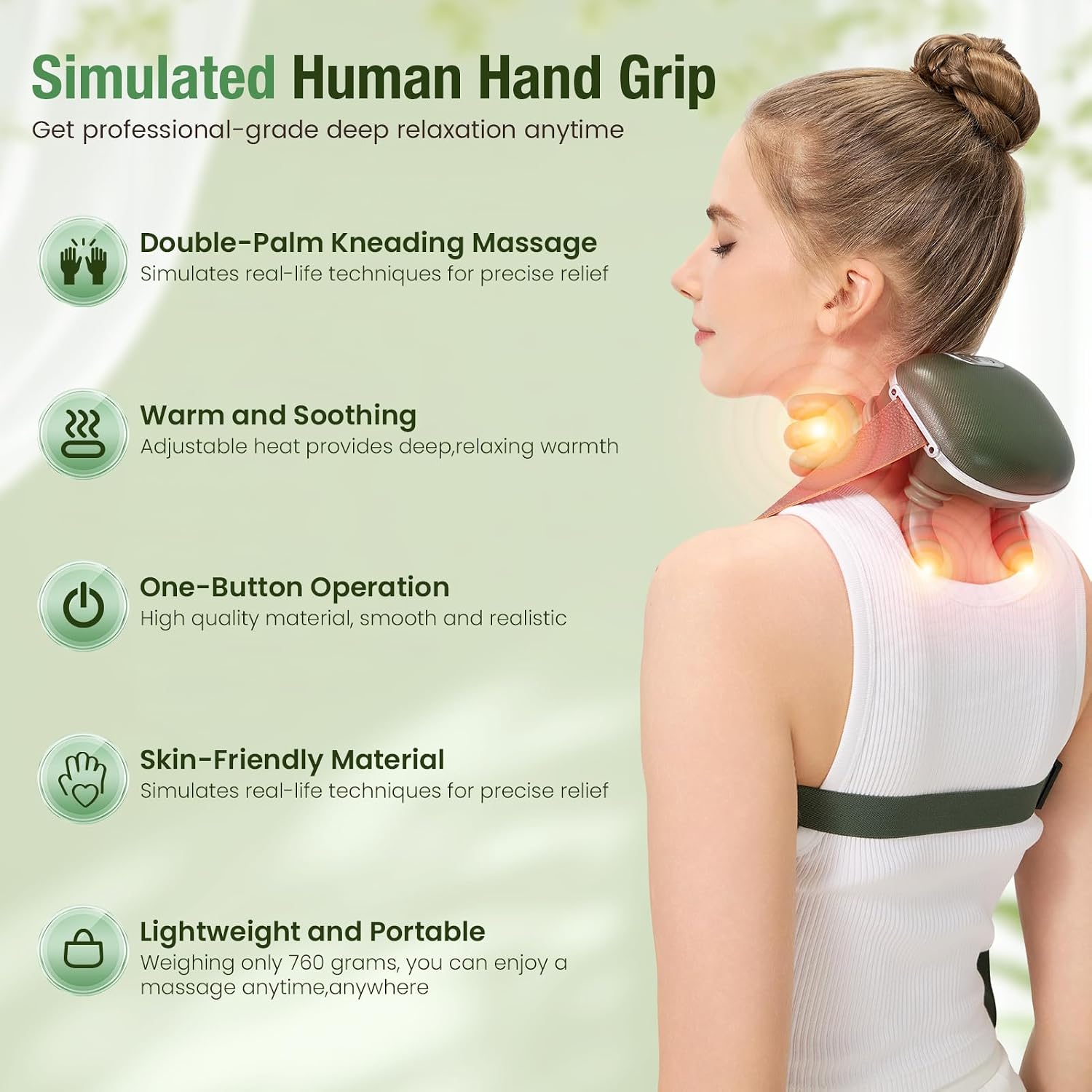 4D Wireless Neck Massager With Heat – Deep Kneading Relief