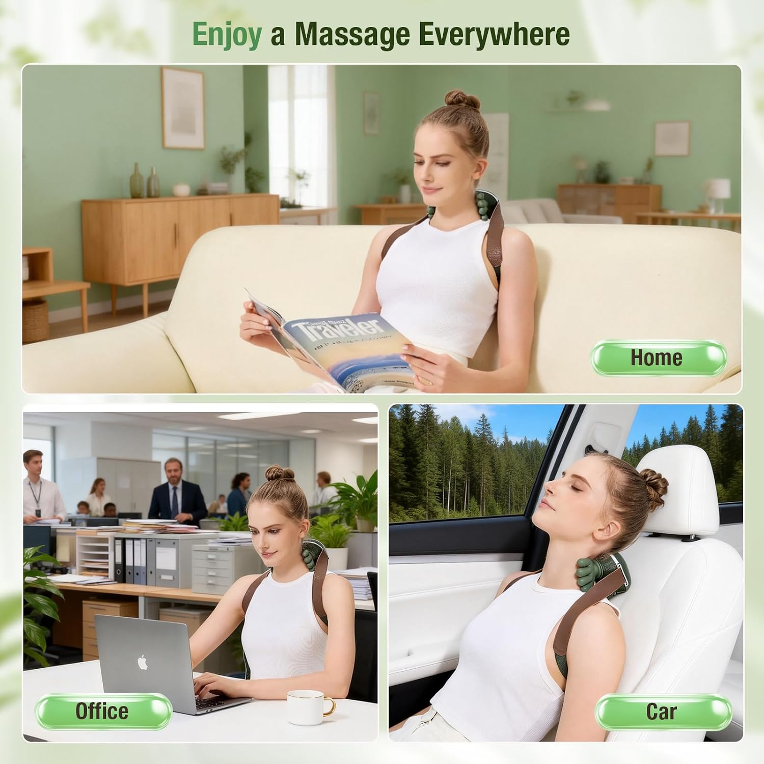 4D Wireless Neck Massager With Heat – Deep Kneading Relief