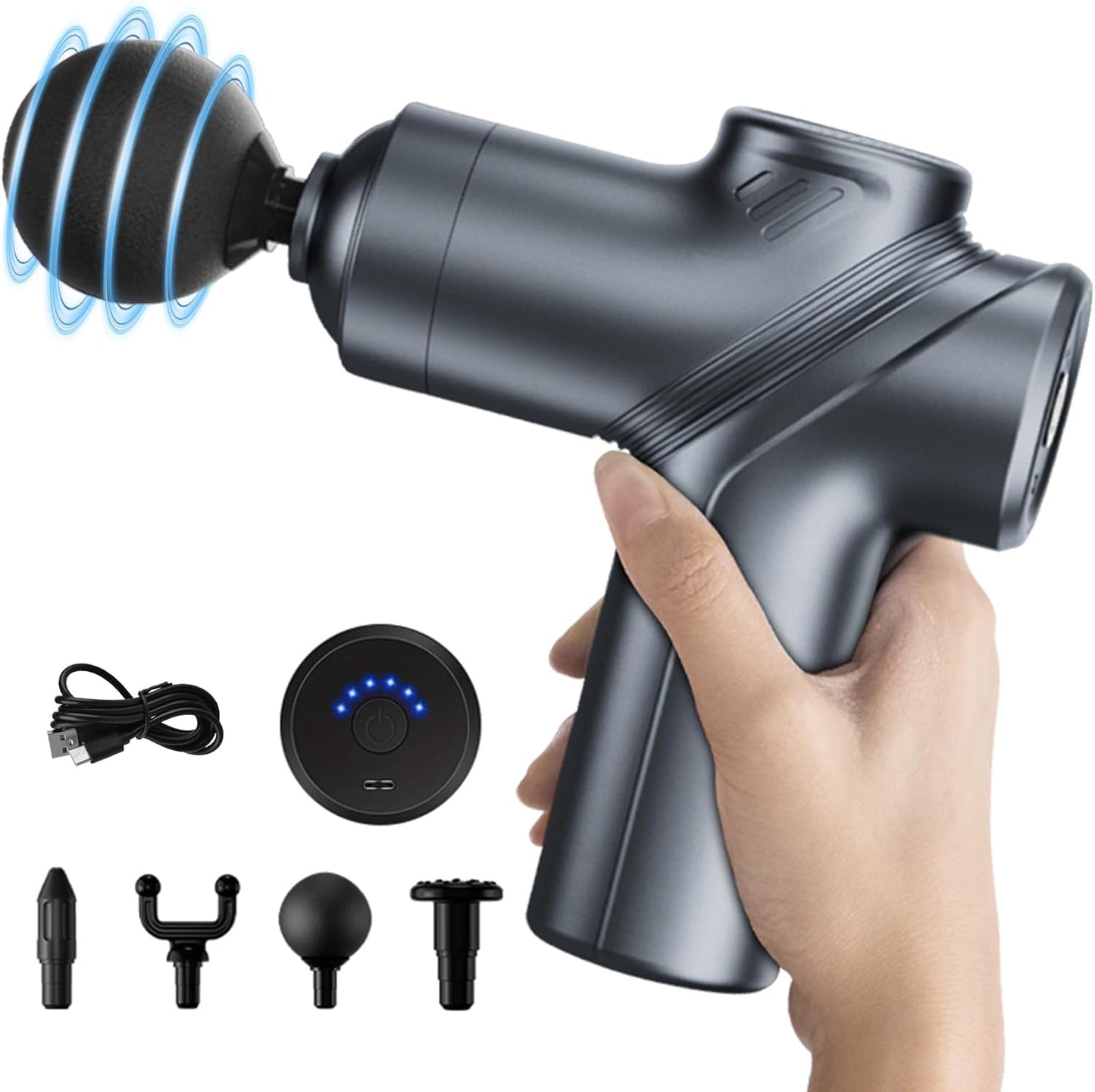 Deep Tissue Massage Gun – Portable with 4 Heads