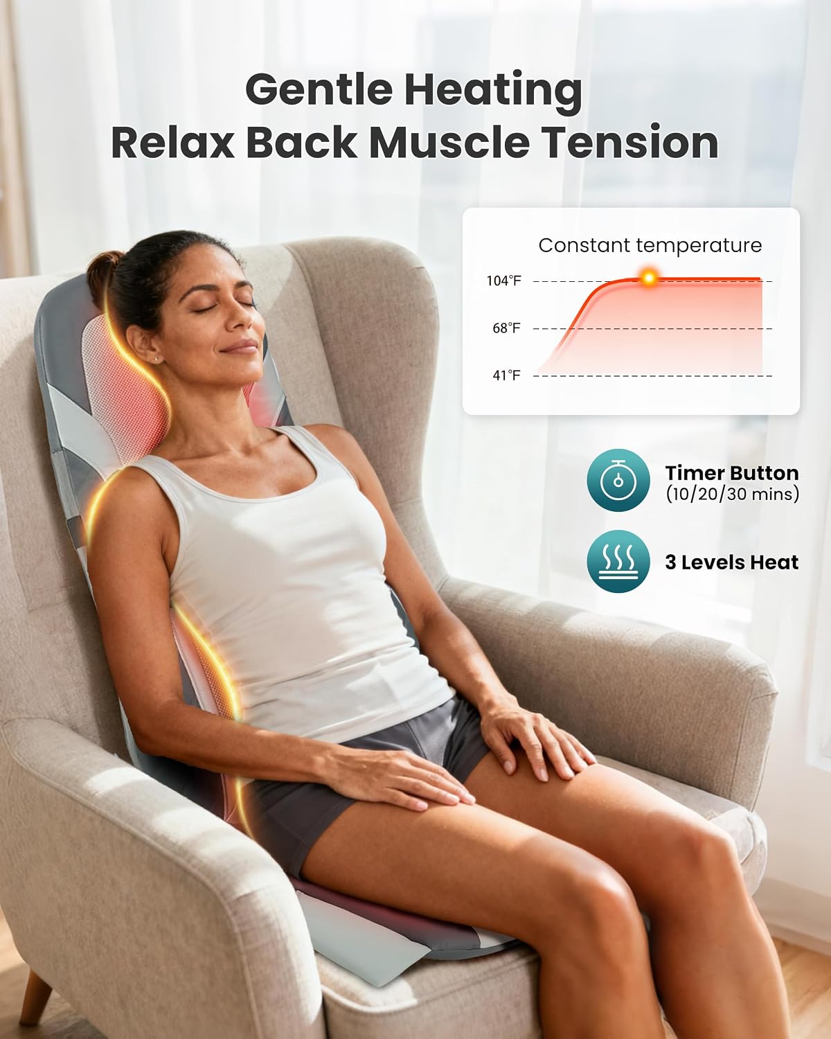 Shiatsu Back Massager Chair Pad with Heat and Vibration